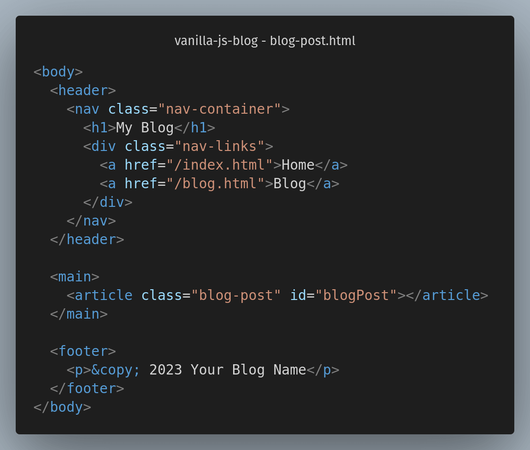 screenshot of code in blog-post.html